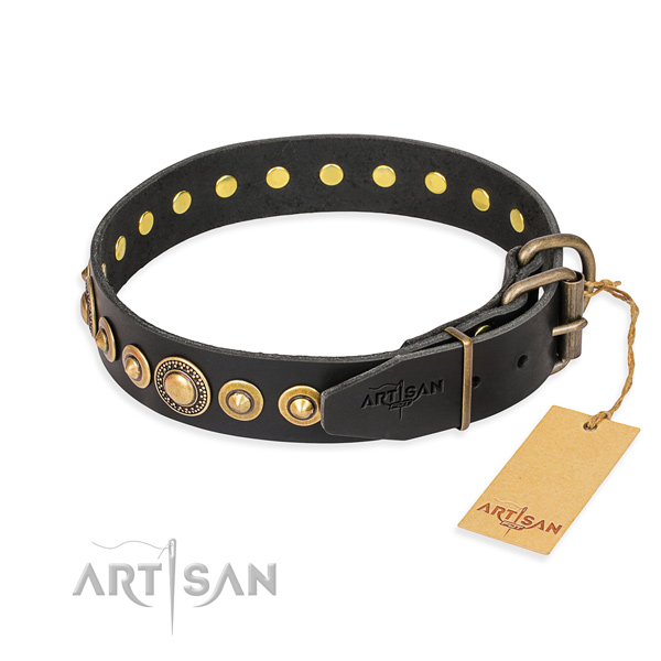 Genuine leather dog collar made of best quality material with rust-proof traditional buckle