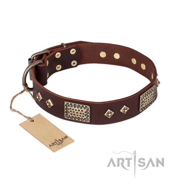 Comfortable full grain genuine leather dog collar for daily use