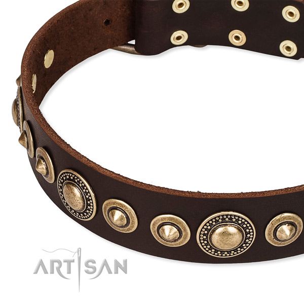 Gentle to touch leather dog collar handcrafted for your lovely canine