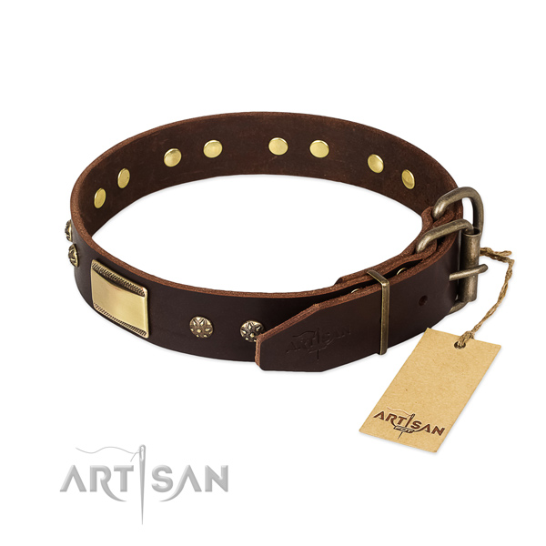 Impressive genuine leather collar for your doggie