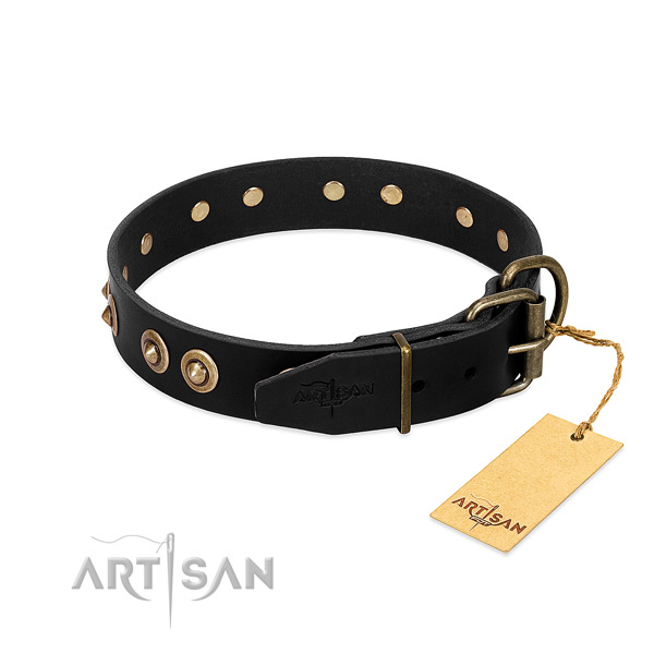 Rust resistant buckle on leather dog collar for your pet