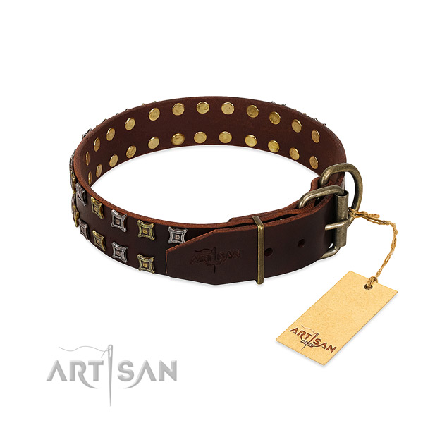 Top rate full grain leather dog collar created for your dog