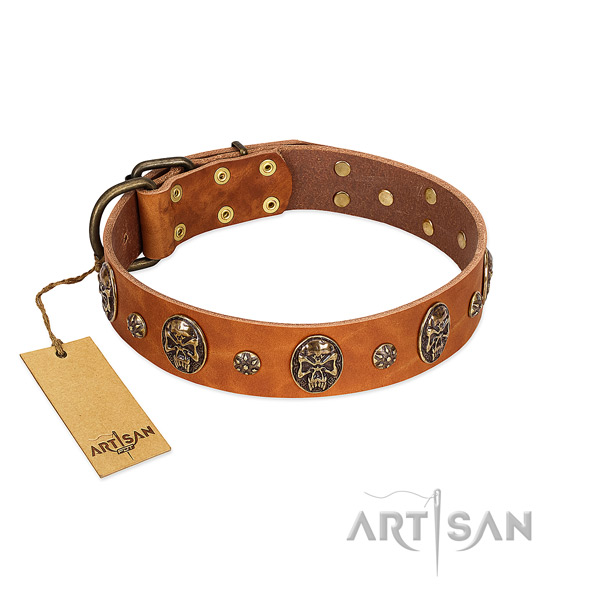 Comfortable full grain genuine leather collar for your four-legged friend