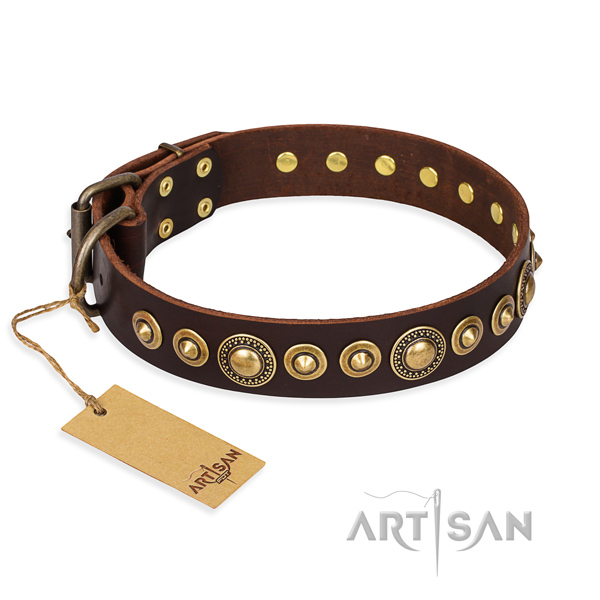 High quality full grain genuine leather collar handcrafted for your four-legged friend