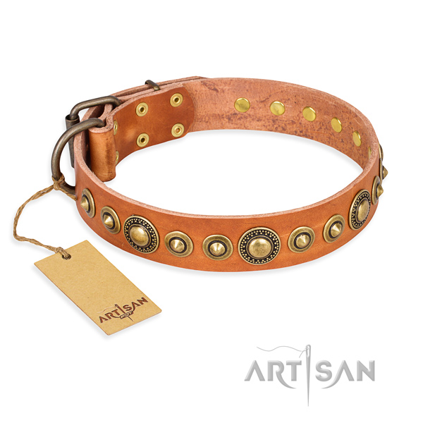 Durable full grain leather collar handmade for your pet