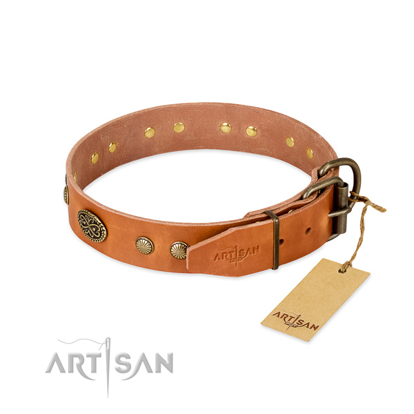 Rust resistant hardware on full grain genuine leather dog collar for your canine