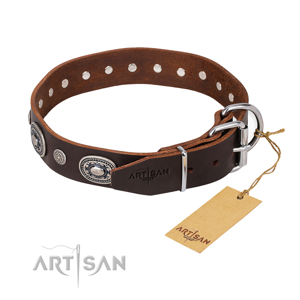 Best quality full grain natural leather dog collar handcrafted for basic training