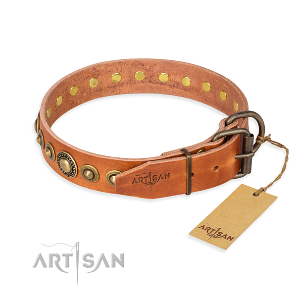 Top notch full grain leather dog collar made for walking