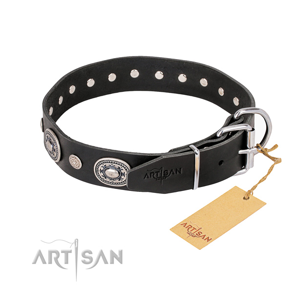 Gentle to touch leather dog collar crafted for comfortable wearing