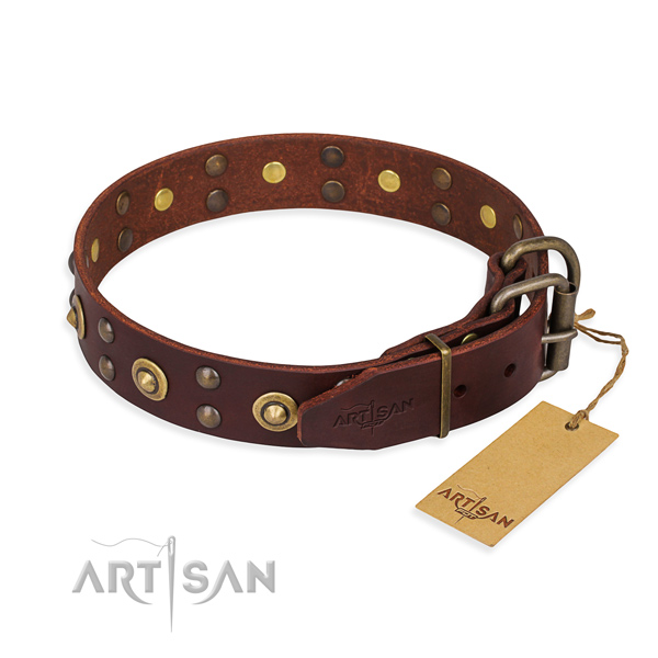 Reliable hardware on genuine leather collar for your beautiful pet