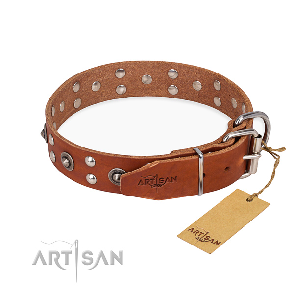 Corrosion resistant fittings on genuine leather collar for your lovely dog