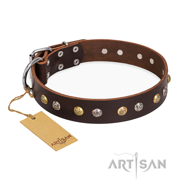 Comfortable wearing adjustable dog collar with strong fittings