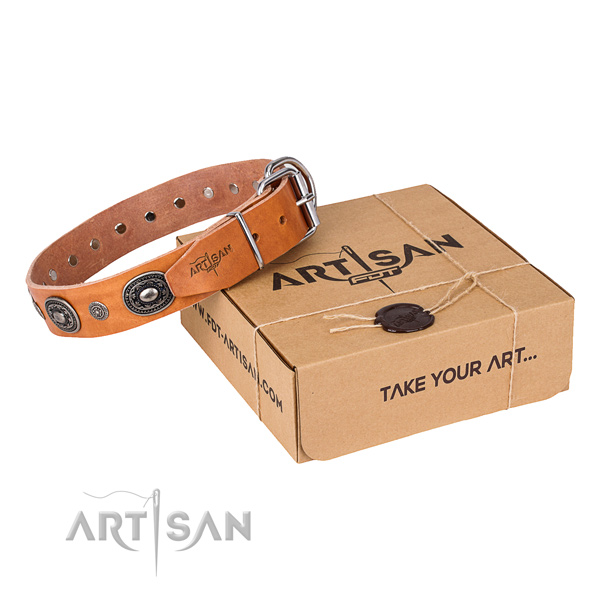 Best quality leather dog collar made for comfortable wearing