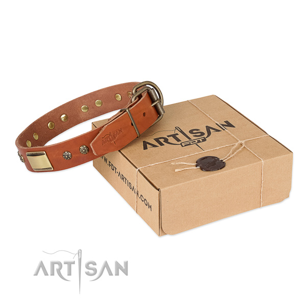 Convenient full grain leather collar for your lovely doggie