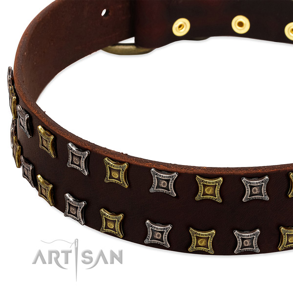 High quality full grain genuine leather dog collar for your lovely doggie