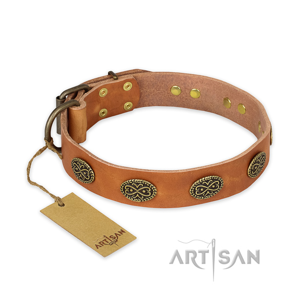 Awesome leather dog collar with corrosion resistant D-ring