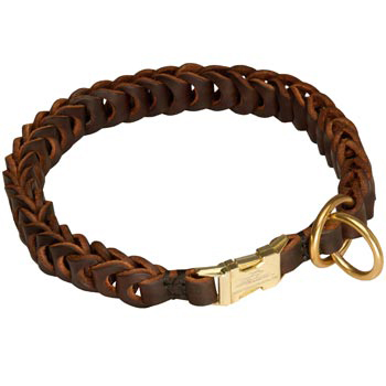 Dogue de Bordeaux Leather Collar Braided Design