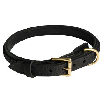 Dogue de Bordeaux Leather Braided Collar with Solid Hardware
