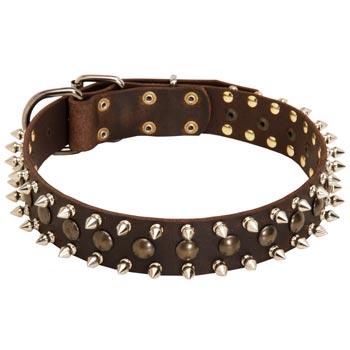 Dogue de Bordeaux Leather Collar with Stylish Decoration