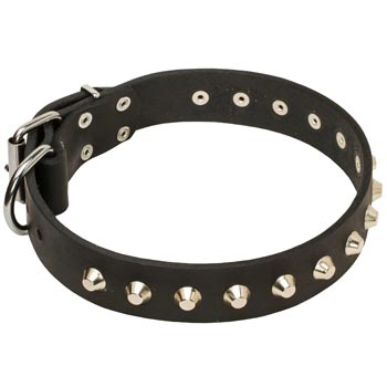 Soft Leather Dogue de Bordeaux Collar with Nickel Studs