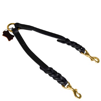 Leather Braided Dogue de Bordeaux Coupler Leash