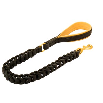 Leather Dogue de Bordeaux Leash with Brass Snap Hook and O-ring