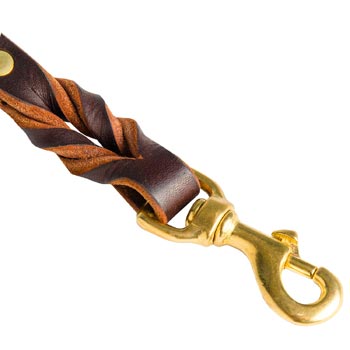 Dogue de Bordeaux Short Leather Pull Tab with Rust-proof Snap Hook